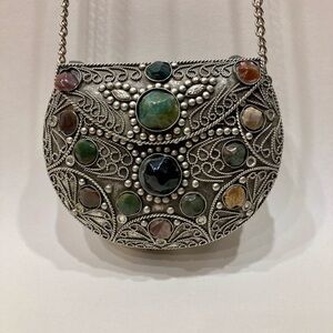 Metal Purse with Agate Stones